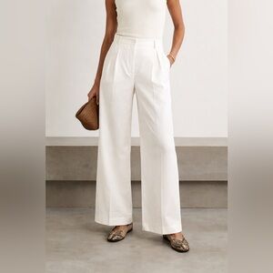 Max Mara Ivory Linen Wide Leg Trousers High Rise Pants US 6
